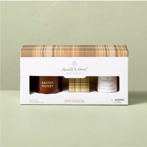 3pc Salted Honey Candle Matches Room Spray Gift Set - Hearth & Hand Magnolia NEW